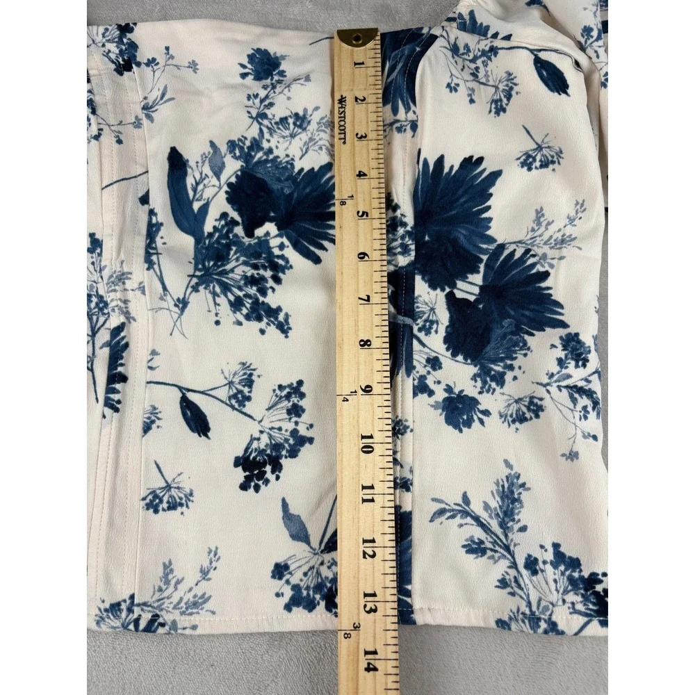 Abercrombie & Fitch Womens M Blue Floral Puff Sleeve Smocked Corset Top Blouse